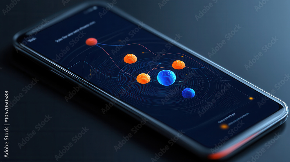 mobile app interface displaying playful radar with colorful planets ...