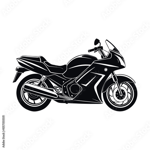 Sporty motorcycle in black color silhouette. Motorcycle Logo