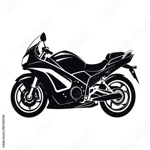 Sporty motorcycle in black color silhouette. Motorcycle Logo
