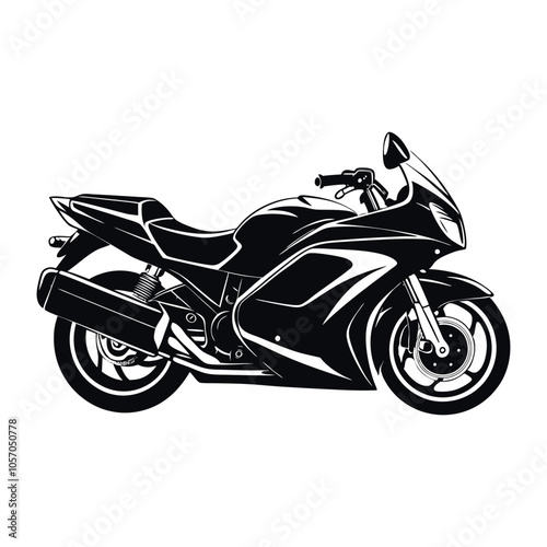 Sporty motorcycle in black color silhouette. Motorcycle Logo