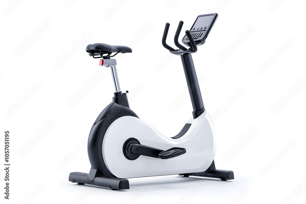 Modern low-impact elliptical trainer machine with adjustable resistance and digital display for tracking workout progress isolated on white Modern low-impact elliptical trainer machine with adjustable resistance and digital display for tracking workout progress isolated on white
