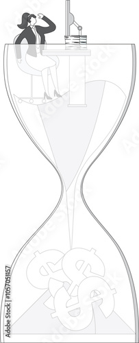 Deadline, Hourglass, Currency, Impatient,Incentive, Businesswoman,