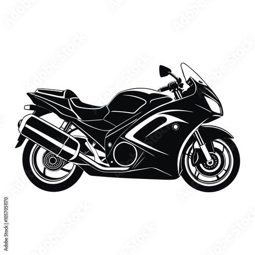Sporty motorcycle in black color silhouette. Motorcycle Logo