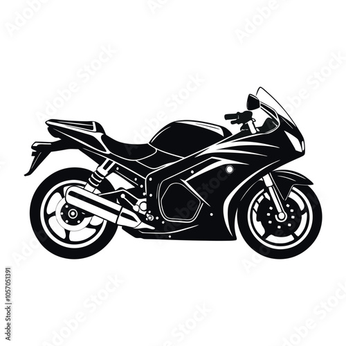 Sporty motorcycle in black color silhouette. Motorcycle Logo