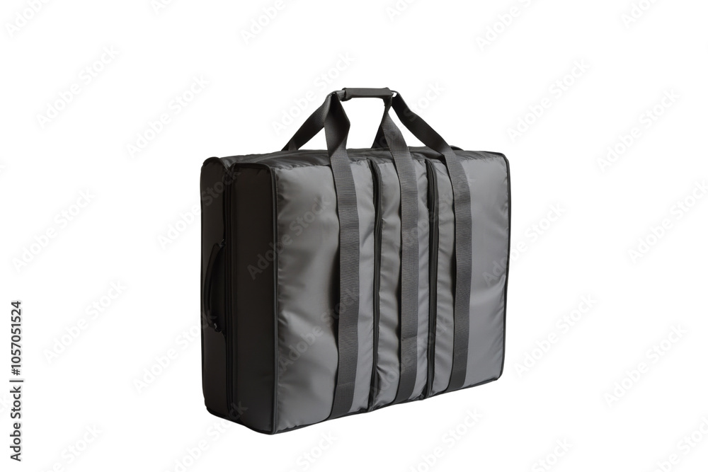 Fototapeta premium Stylish gray briefcase with comfortable handles, ideal for professional use, on a white isolated background.