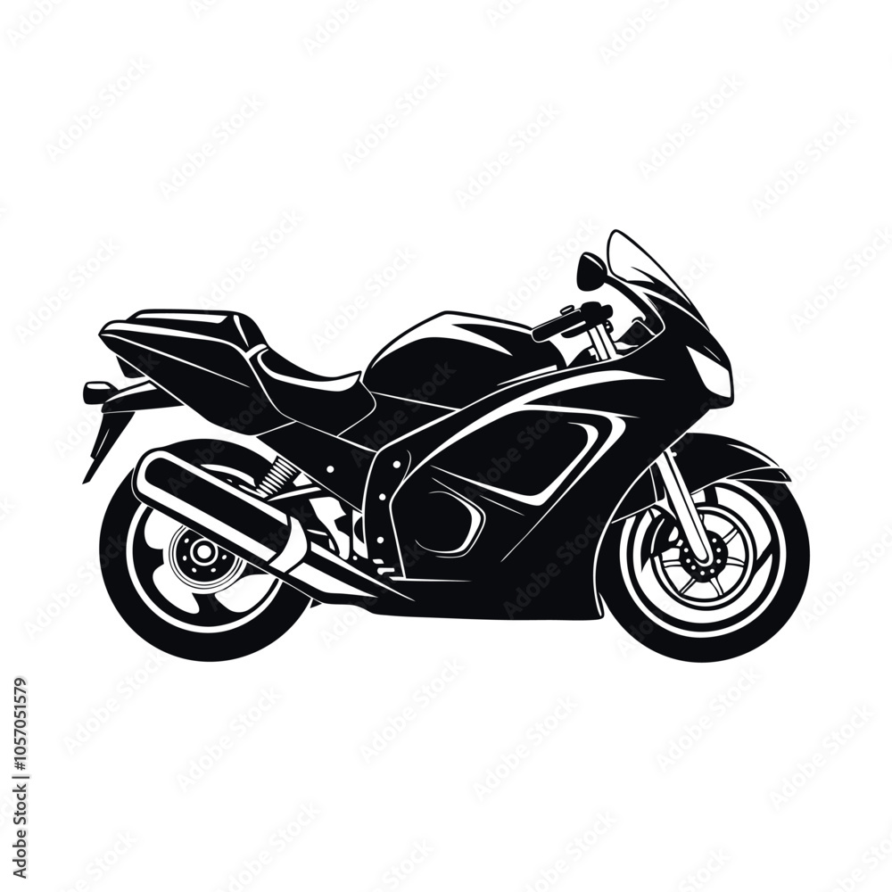Obraz premium Sporty motorcycle in black color silhouette. Motorcycle Logo