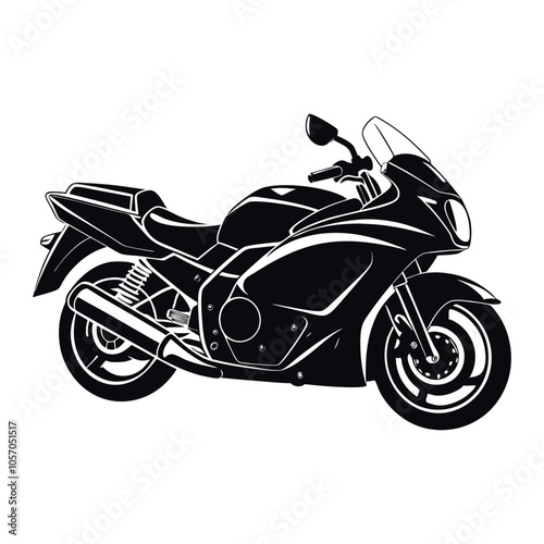 Sporty motorcycle in black color silhouette. Motorcycle Logo