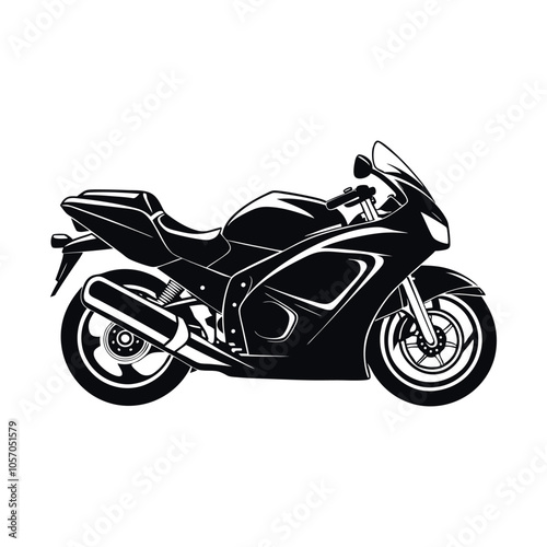 Sporty motorcycle in black color silhouette. Motorcycle Logo