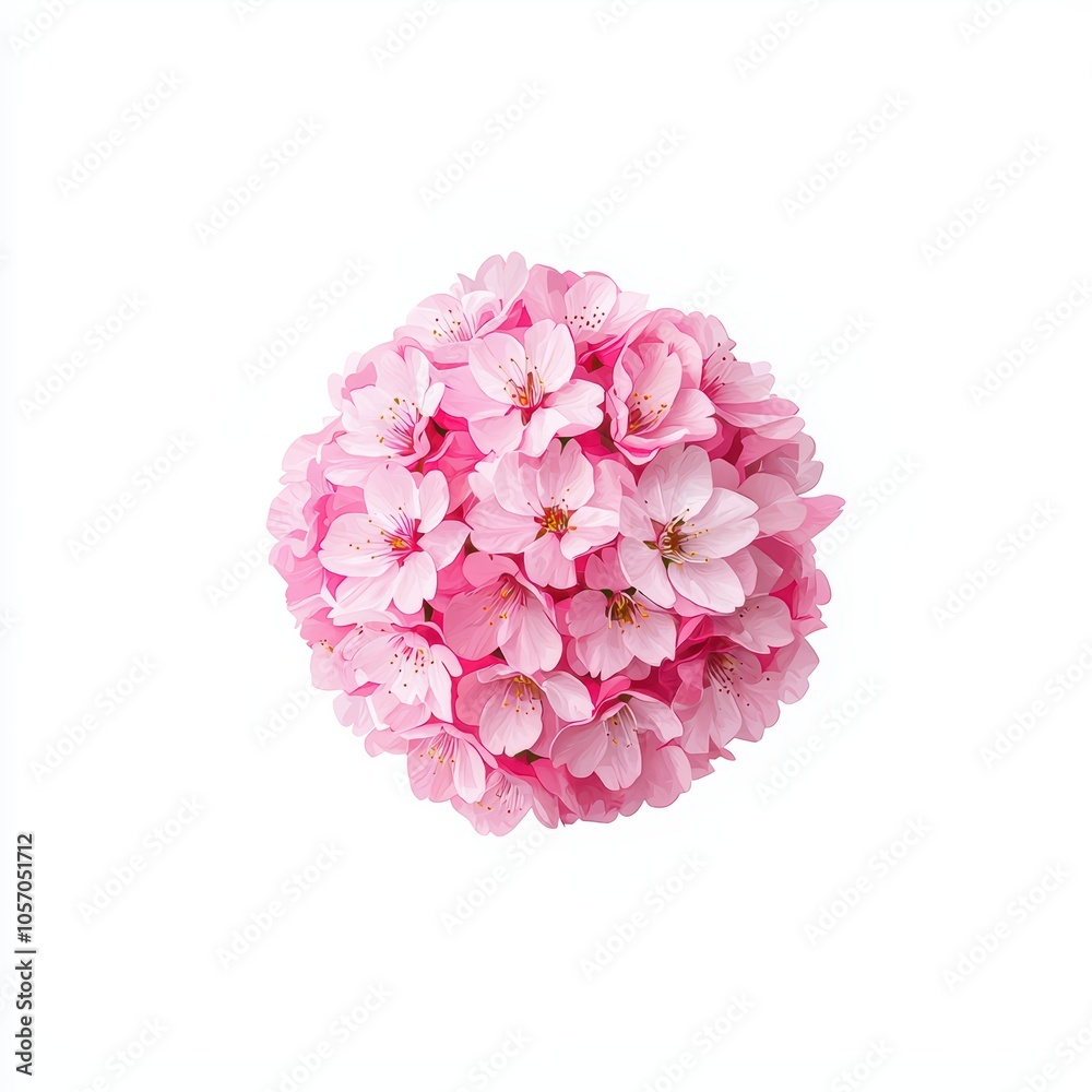 A vibrant bouquet of pink cherry blossoms, beautifully arranged against a white isolated background. A vibrant bouquet of pink cherry blossoms, beautifully arranged against a white isolated background.