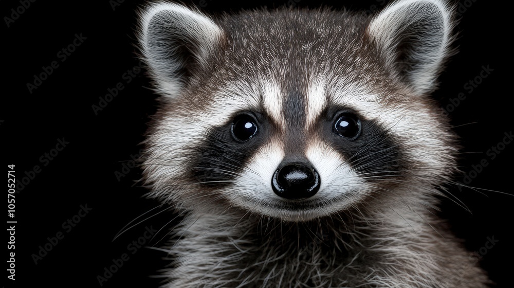 Cute Raccoon Portrait Black Background Animal Photography Wildlife Furry Mammal Nort Cute Raccoon Portrait Black Background Animal Photography Wildlife Furry Mammal Nort