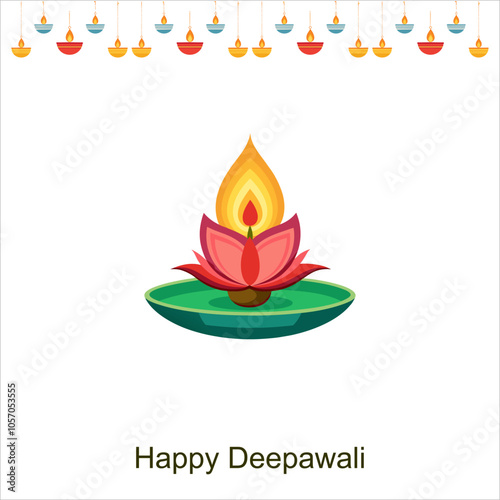 Happy Diwali festival poster, Diwali Sale banner, Diwali background design with lights, peacock, lanterns, candles and flowers. Vector illustration