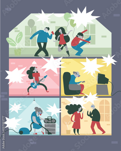 Noise pollution - vector illustration