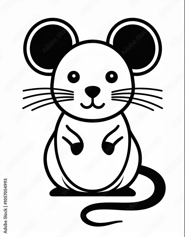 Coloring page of Black and white drawing of a mouse Coloring page of Black and white drawing of a mouse