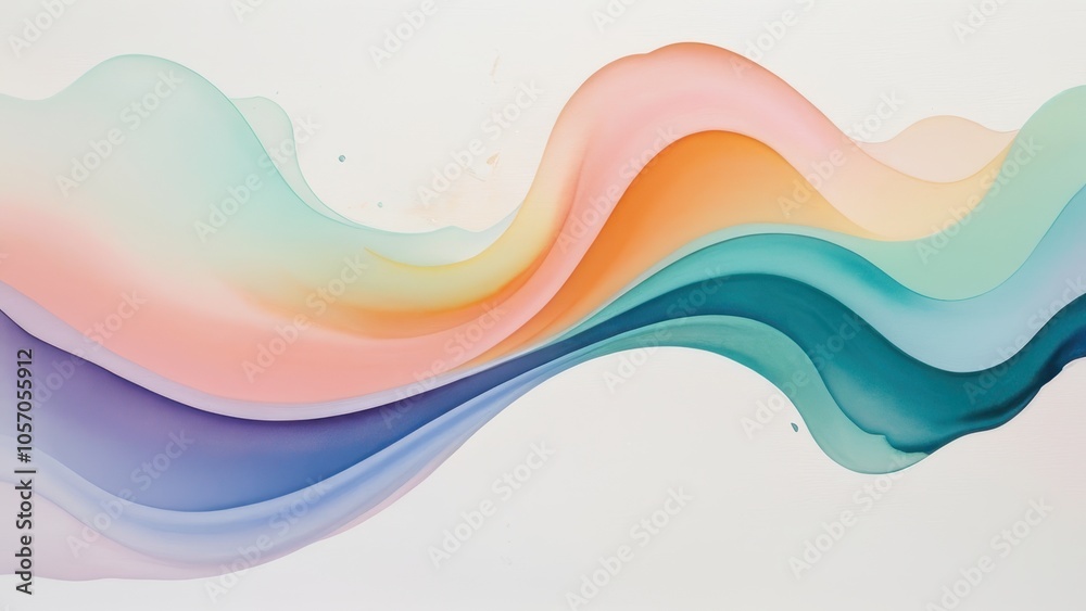 Fototapeta premium A vibrant, abstract wave of pastel colors, blending teal, pink, and lavender tones. Perfect for backgrounds or modern artistic projects