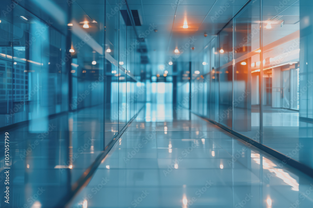 The office space of a glass wall business center with shiny space and a blurred abstract background. The office space of a glass wall business center with shiny space and a blurred abstract background.