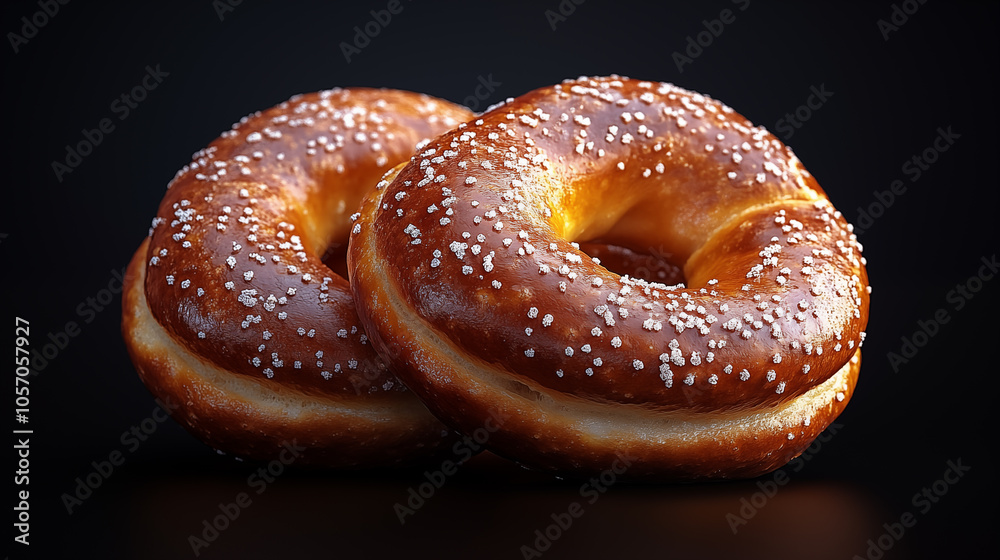tasty bavarian pretzels with sesame seeds on black background tasty bavarian pretzels with sesame seeds on black background