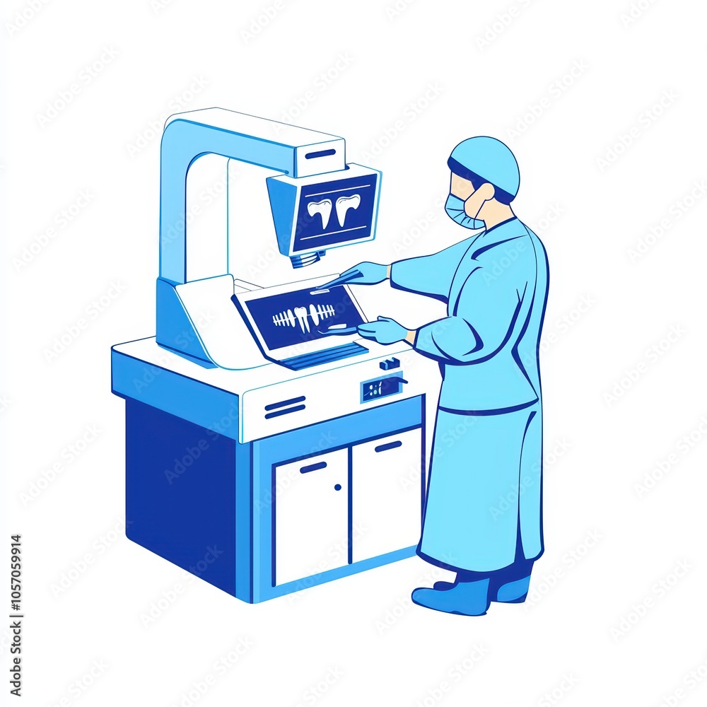 Medical professional analyzing dental X-rays on a digital monitor in a clinical setting. Medical professional analyzing dental X-rays on a digital monitor in a clinical setting.