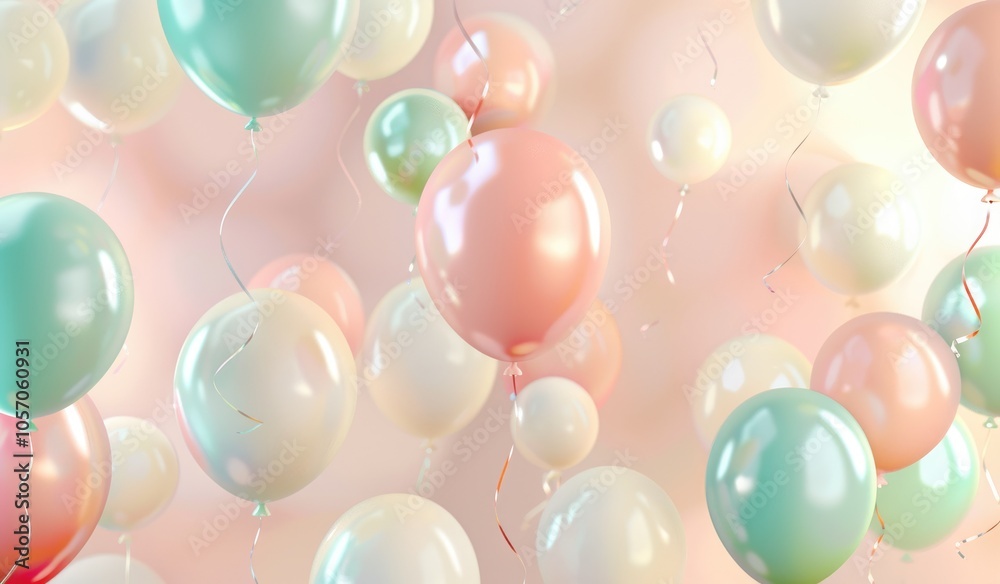 Pastel Balloons Floating in a Dreamy Setting Pastel Balloons Floating in a Dreamy Setting