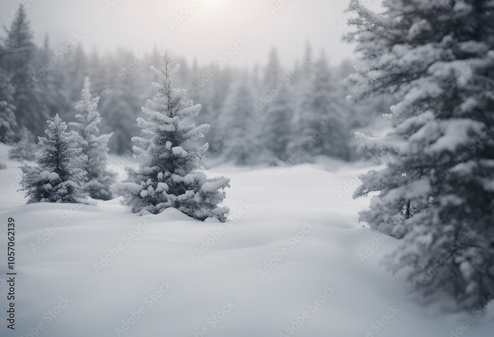 A snowy landscape with many pine trees blank covered in snow background outdoors scenery A snowy landscape with many pine trees blank covered in snow background outdoors scenery
