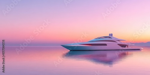 Luxury Yacht at Sunset on Calm Sea Waters