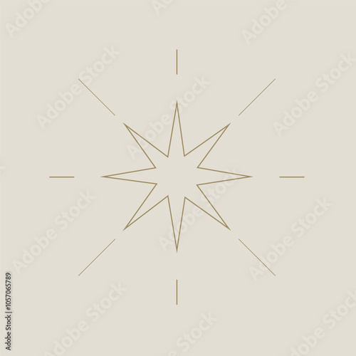 Trendy Beige Celestial Background Star Icon Logo Element Astrology Esoteric Vector Design