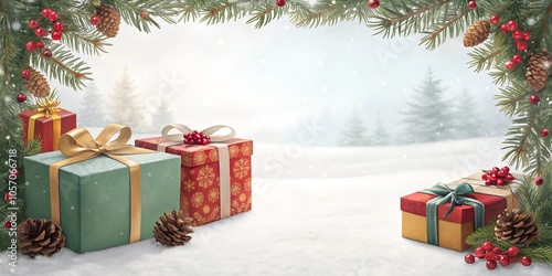 Christmas Themed Background with Festive Decorations