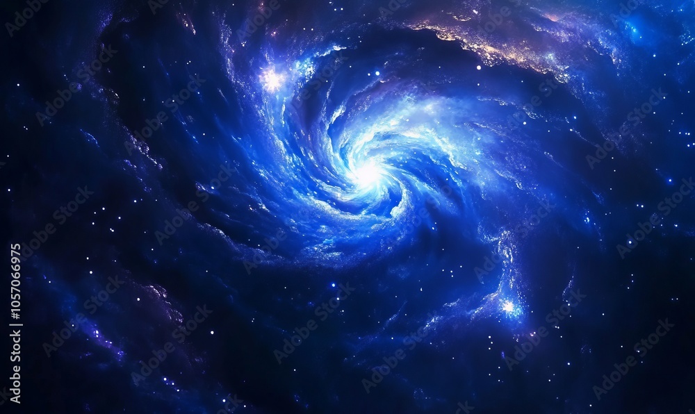 A mesmerizing spiral galaxy filled with glowing stars and deep blue hues, capturing the beauty of the cosmos and the universe A mesmerizing spiral galaxy filled with glowing stars and deep blue hues, capturing the beauty of the cosmos and the universe