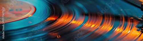 Closeup of a vinyl record spinning on a turntable  ,close-up photo