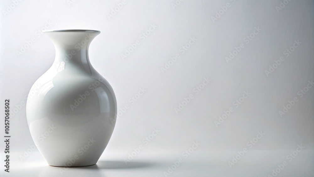 A gleaming white ceramic vase sits atop a clean and minimalist white texture background, showcasing its elegant design and subtle sheen, vase, sleek, decorative A gleaming white ceramic vase sits atop a clean and minimalist white texture background, showcasing its elegant design and subtle sheen, vase, sleek, decorative