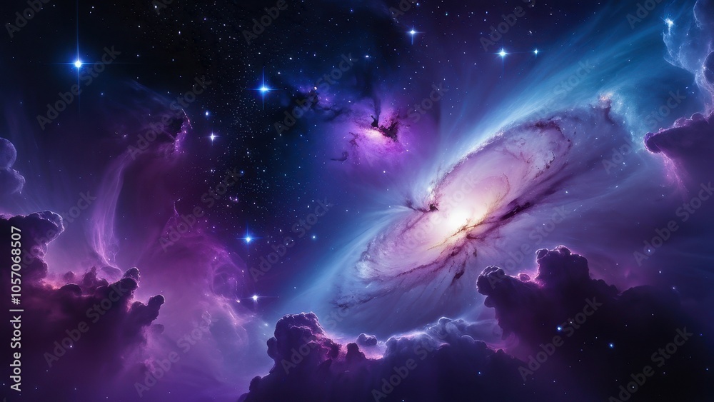 A stunning, high-resolution image of a colorful galaxy, showcasing swirling clouds of gas and stars against a deep space backdrop. Perfect for astrophysics or science projects