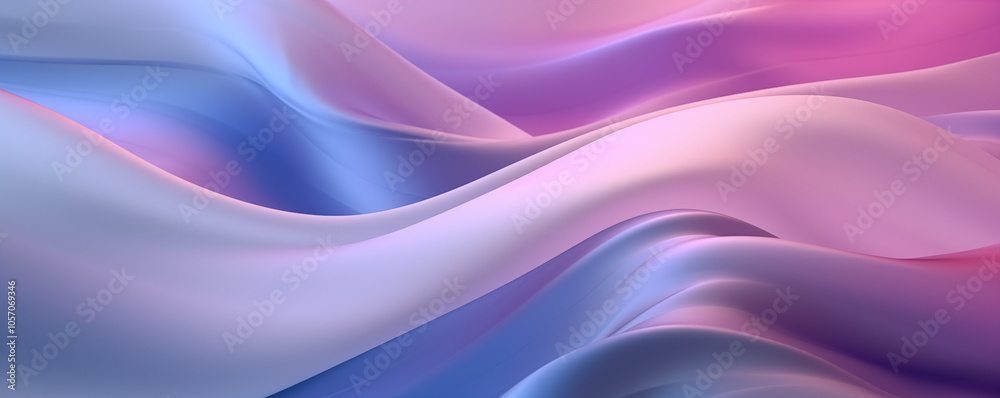 Fototapeta premium Elegant abstract wallpaper with soft flowing waves in pastel pink, blue, and purple tones. Minimalistic and modern design, perfect for digital backgrounds, presentations and creative projects.