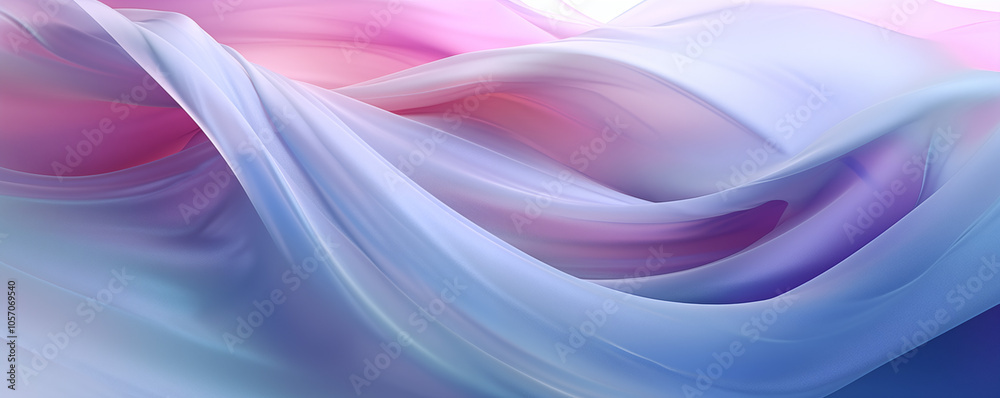 Fototapeta premium Elegant abstract wallpaper with soft flowing waves in pastel pink, blue, and purple tones. Minimalistic and modern design, perfect for digital backgrounds, presentations and creative projects.