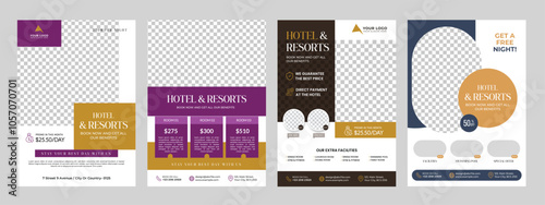 hotel flyer template design with hotel information template