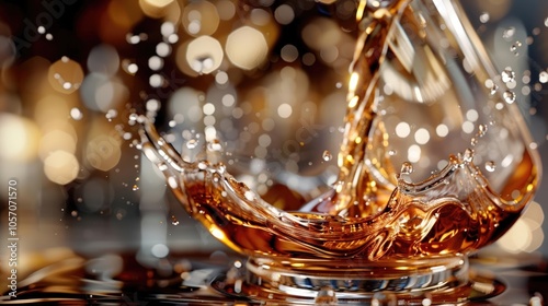 Close-up RAW Style of Hennessy XO cognac pour, luxury spirit serving