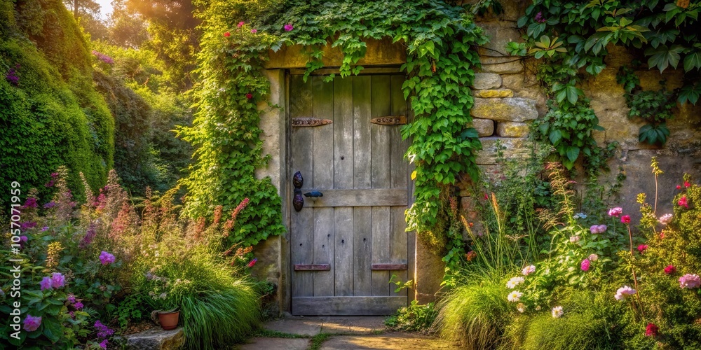 A weathered wooden door, adorned with iron accents, opens into a lush, sun-drenched garden overflowing with vibrant blooms and verdant foliage, inviting exploration and the promise of tranquility. A weathered wooden door, adorned with iron accents, opens into a lush, sun-drenched garden overflowing with vibrant blooms and verdant foliage, inviting exploration and the promise of tranquility.