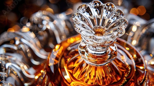 Close-up RAW Style of Louis XIII cognac decanter, ultra-premium spirit photo