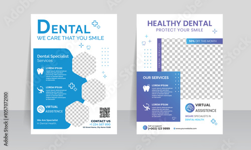 dental and dentist medical flyer design template