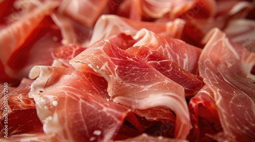 Close-up RAW Style of Premium Italian Culatello di Zibello, cured ham delicacy