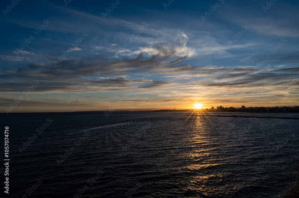 Naklejka premium Sunset colours overlooking the beach, Portugal