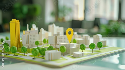 Cityscape Model with Location Pin