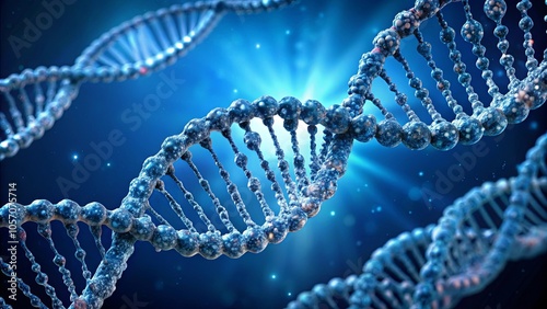 A Closeup View of DNA Strands Illuminated by a Glowing Light Source, Showing the Complex Structure of the Molecule That Holds the Blueprint of Life