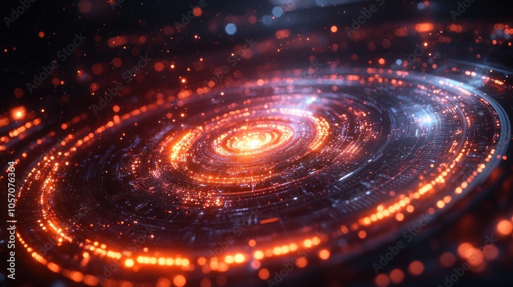 A vibrant digital representation of a swirling galaxy. A vibrant digital representation of a swirling galaxy.