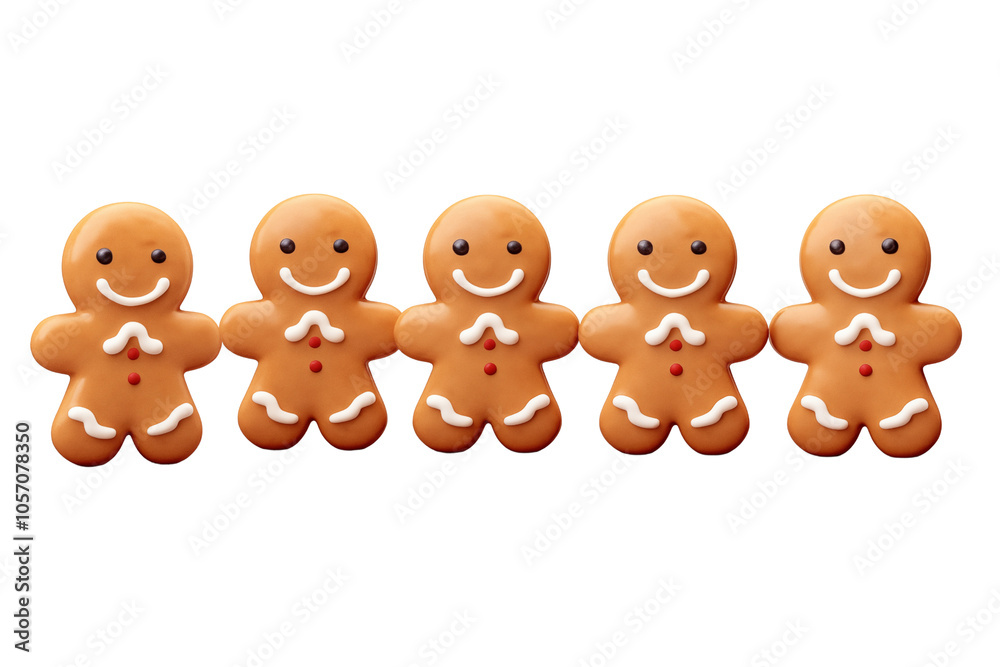 Obraz premium PNG cutout of Gingerbread cookies shaped like cheerful gingerbread men, perfect for festive celebrations and holiday treats with cute expressions
