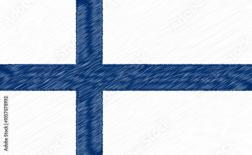 Finland Independence Day December 6. Scribble style Finland flag vector background. Poster, card, banner.