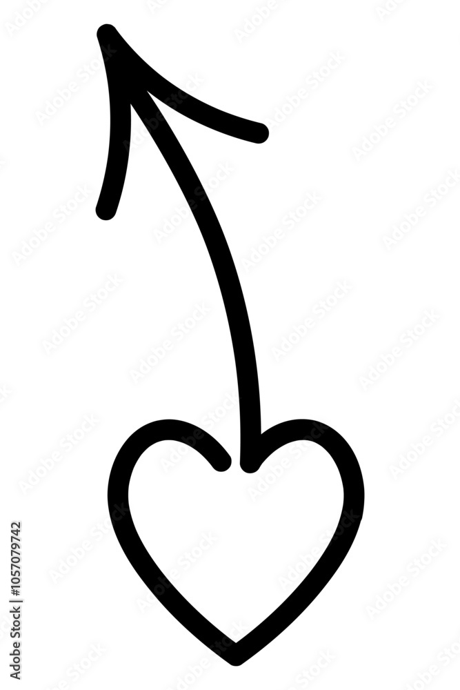 Arrow and heart. Sketch. Vector illustration. Love symbol and arrow sign pointing up. Outline on isolated white background. Doodle style. Idea for web design. Arrow and heart. Sketch. Vector illustration. Love symbol and arrow sign pointing up. Outline on isolated white background. Doodle style. Idea for web design.