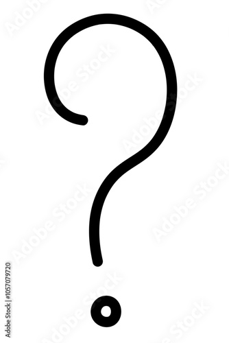 Question mark. Sketch. Hand drawn black punctuation mark. Vector illustration. Outline on isolated white background. Punctuation mark from hook and dot. Doodle style. Idea for web design.