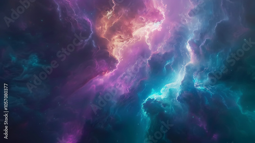 Cosmic Nebula with Vibrant Purple and Blue Colors