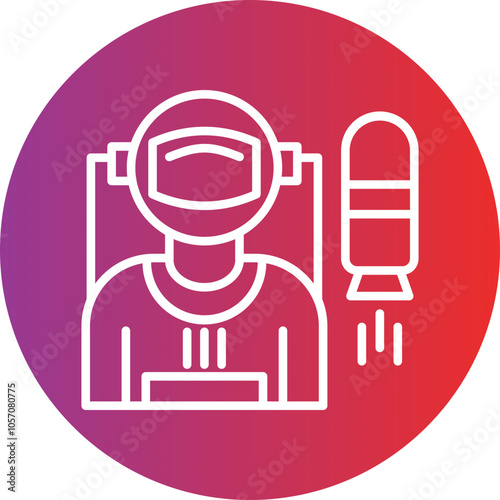 Astronaut Flying Icon Style