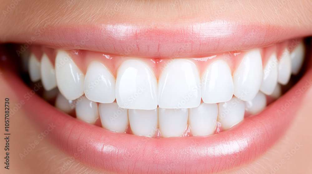 Fototapeta premium bright smile showcasing perfectly whitened teeth, highlighting dental care and hygiene. close up emphasizes shine and health of teeth, creating inviting appearance