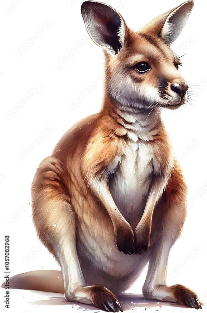 Obraz premium Vigilant Kangaroo Illustration on Transparent background 